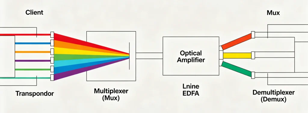 DWDM System Components and Optical Signal Flow